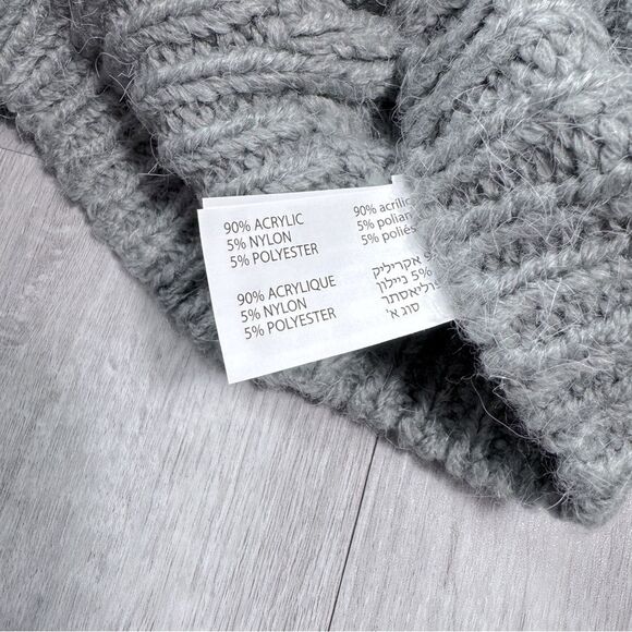 Women's Plus Size Gray Chunky Cable Knit Pom Pom Cardigan Sweater 1X - Picture 6 of 6